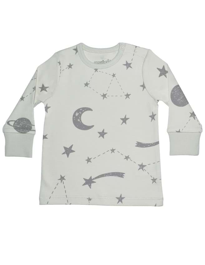 Space Unisex Bebek Gri Pijama Takımı resmi
